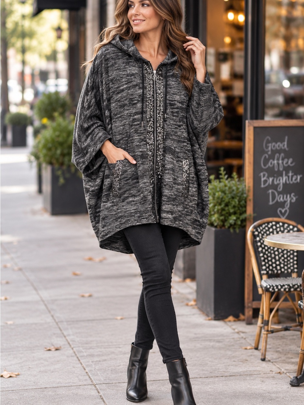 Juicy Couture jacket medium Oversized Sequins Detail Batwing Sleeves #1254CL